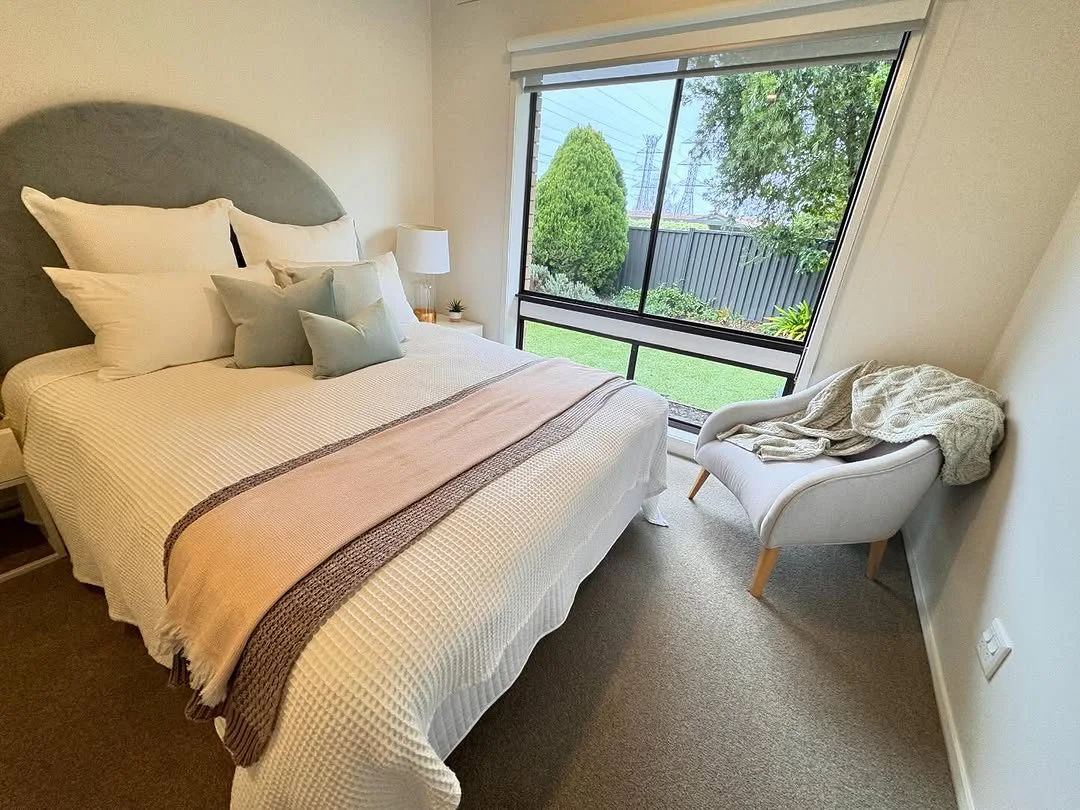 A clean and prepared bedroom interior