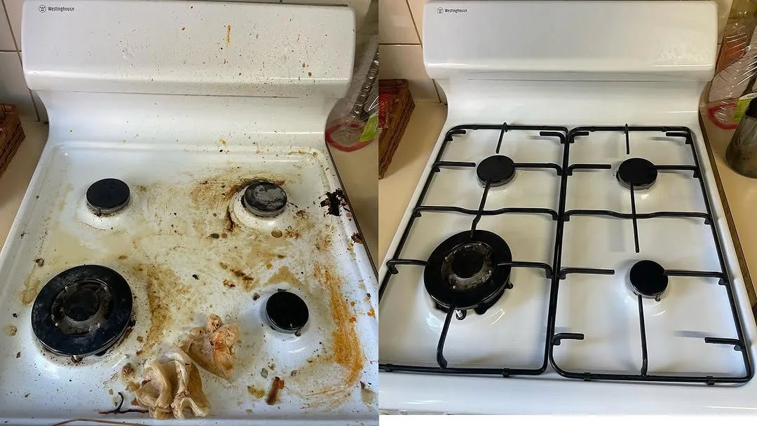 Stovetop cleaning before and after comparison